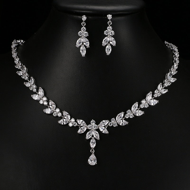 Diamond Necklace And Earrings Set - Amyris London