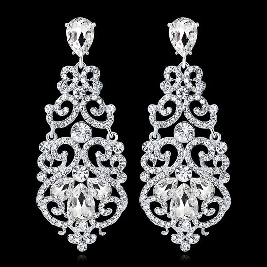 Diamond crystal chandelier earrings White - Amyris London 