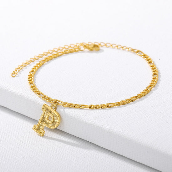 letter P initial anklet gold - Amyris London