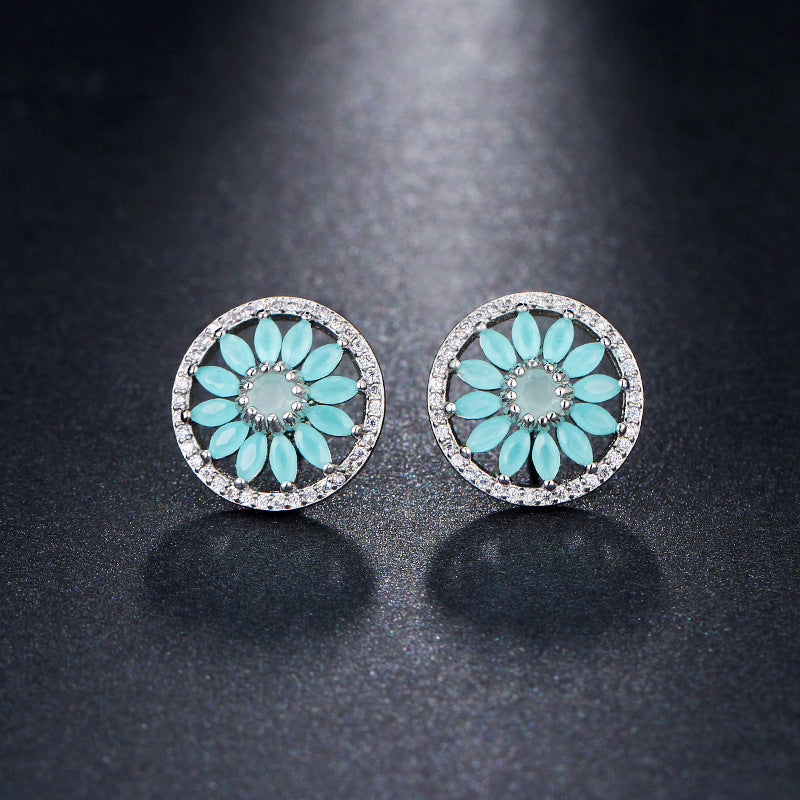 Sunflower Zircon Stud Earrings