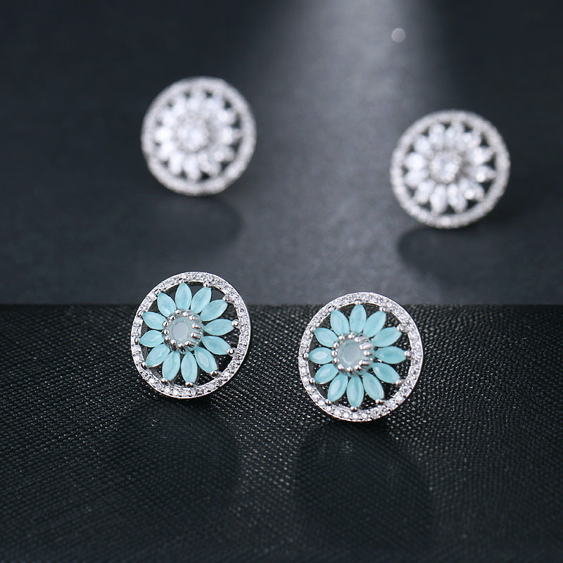 Sunflower Zircon Stud Earrings