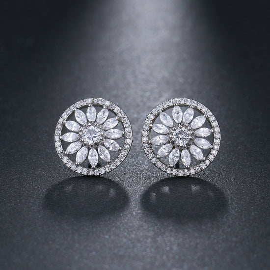 Sunflower Zircon Stud Earrings