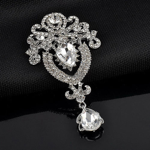 Crown Crystal Corsage Pendant Glass Brooch