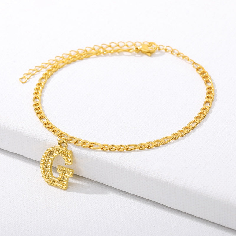 letter G initial anklet gold - Amyris London