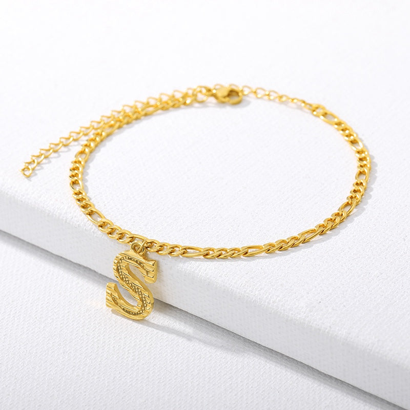 letter S initial anklet gold - Amyris London