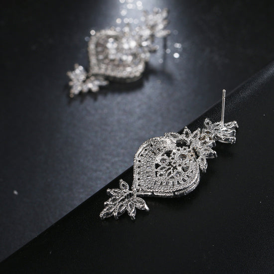 Flower Pendant Drop Earrings
