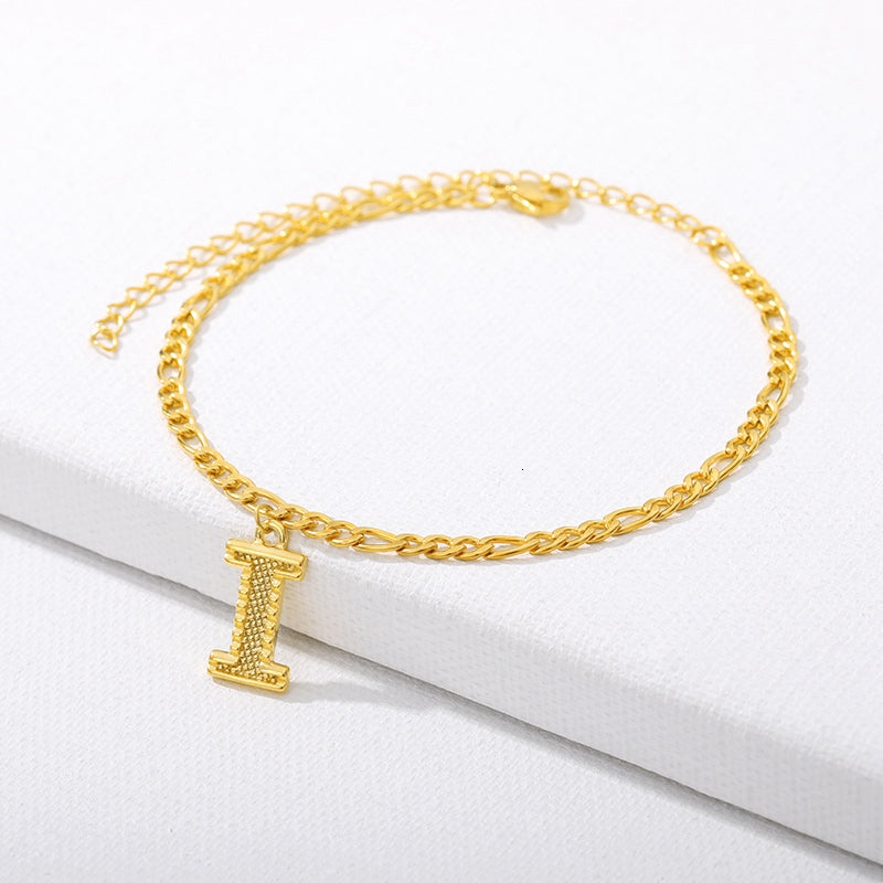 letter I initial anklet gold - Amyris London