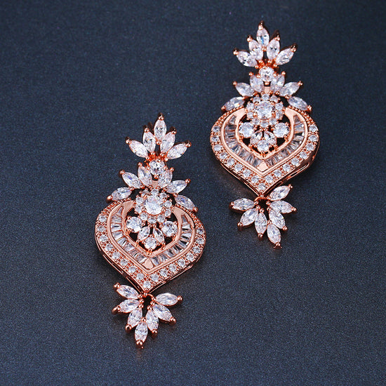 Flower Pendant Drop Earrings