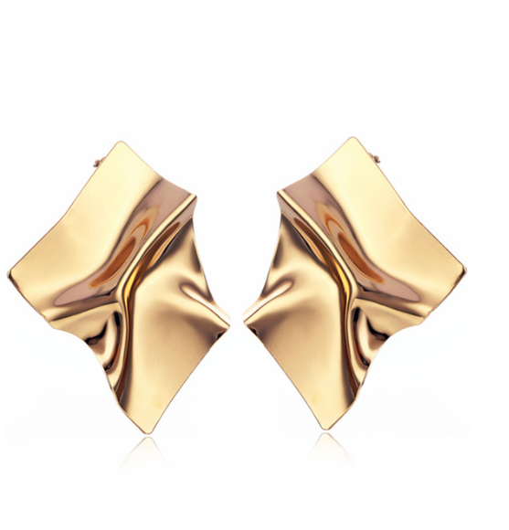 Irregular Metal Stud Earrings Gold