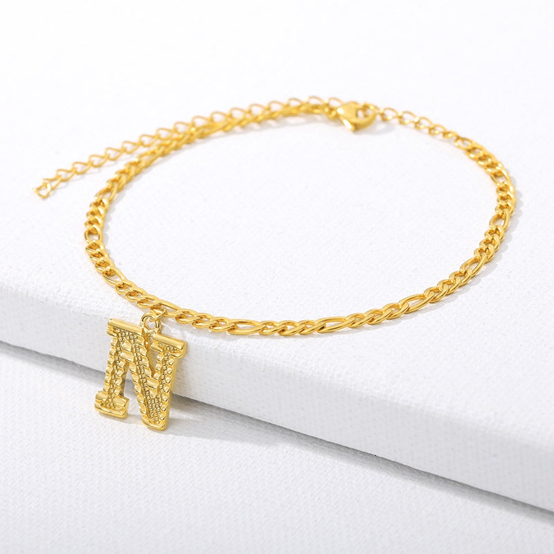 letter N initial anklet gold - Amyris London