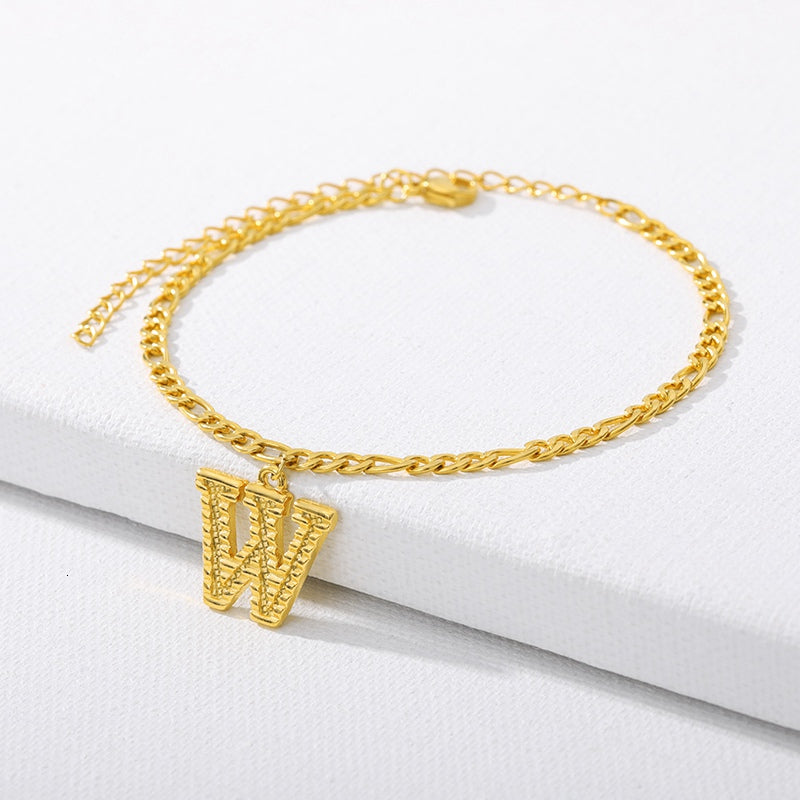 letter W initial anklet gold - Amyris London