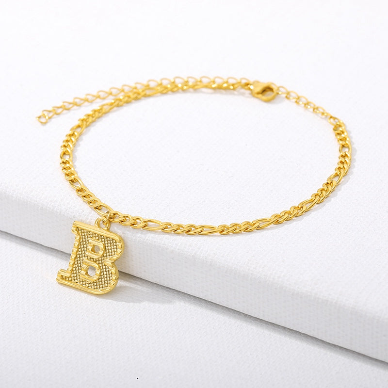 letter B initial anklet gold - Amyris London 