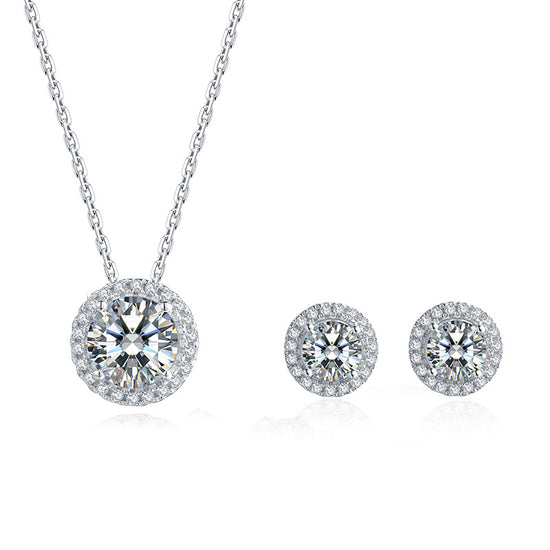 Sterling Silver Moissanite Necklace Set