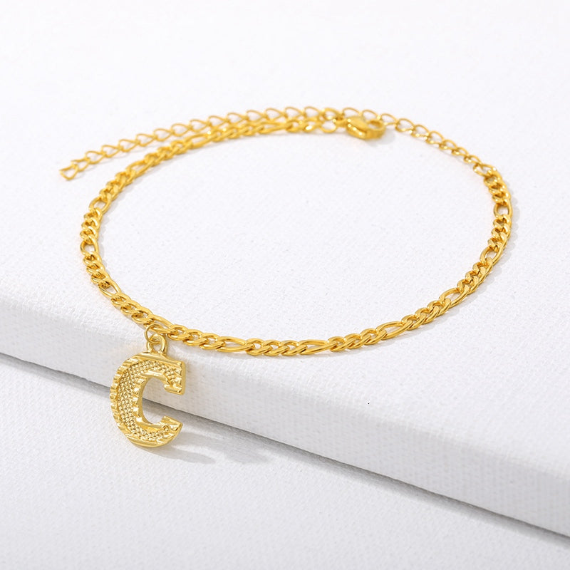 letter C initial anklet gold - Amyris London