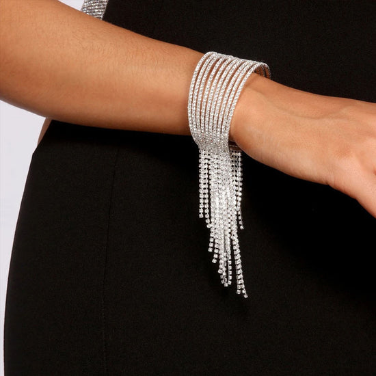 Multi-Layer Tassel Bangle Bracelet Worn On Hand - Amyris London