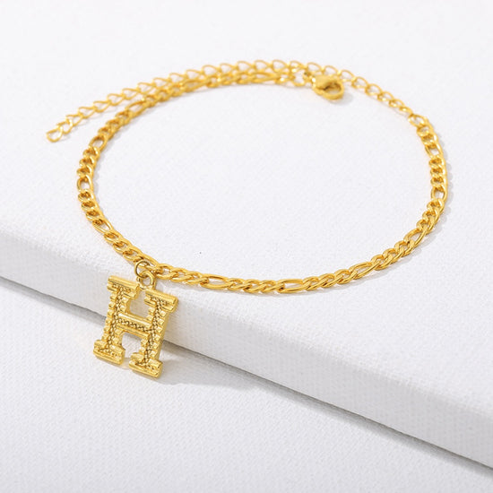 letter H  initial anklet gold - Amyris London