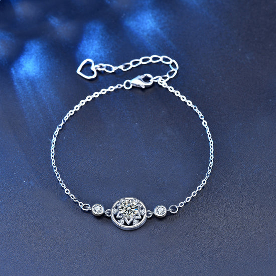 0.5 Carat Sterling Silver Flower Moissanite Bracelet