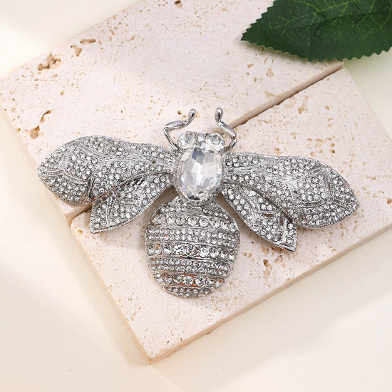 Antique Diamante Crystal Bee Brooch