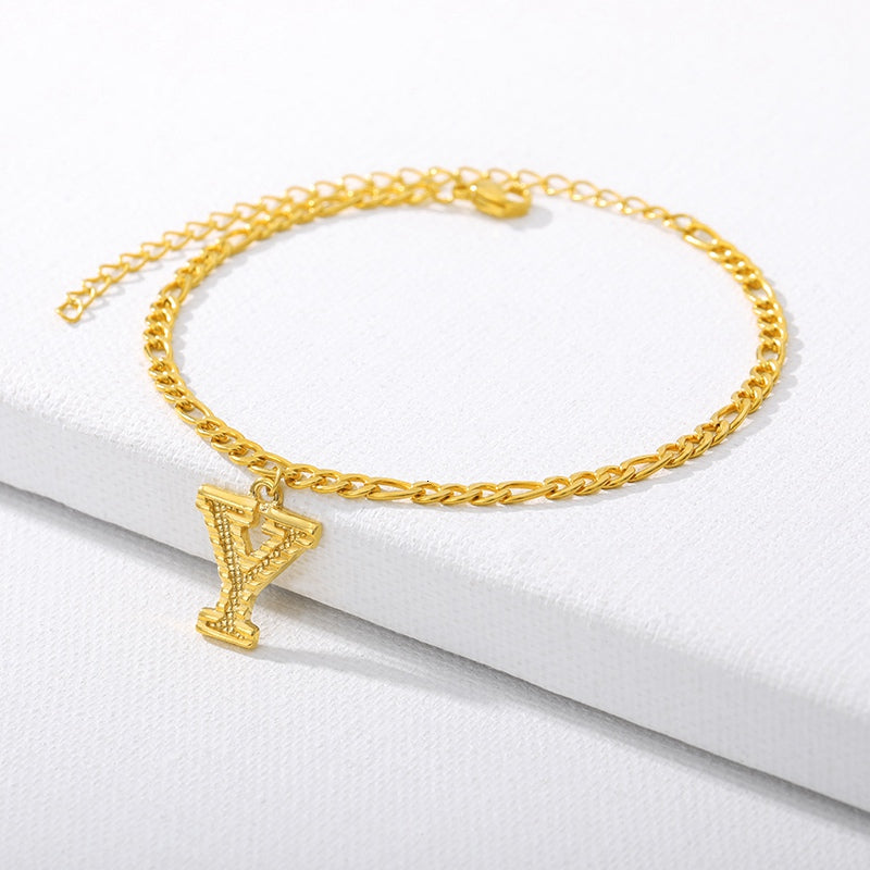 letter Y initial anklet gold - Amyris London