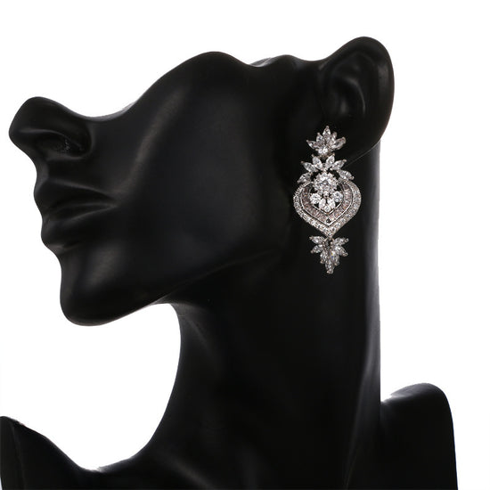 Flower Pendant Drop Earrings