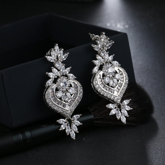 Flower Pendant Drop Earrings