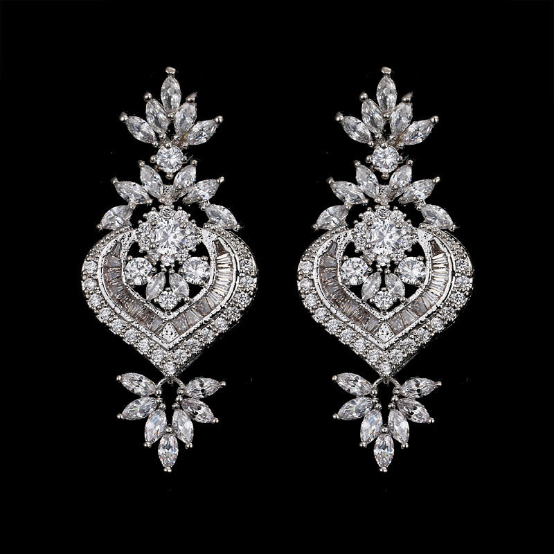 Flower Pendant Drop Earrings