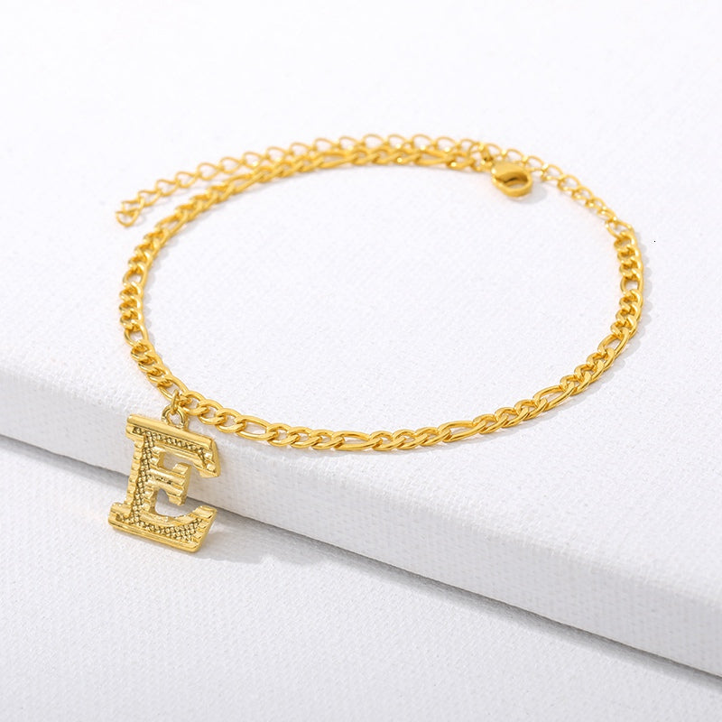 letter E initial anklet gold - Amyris London