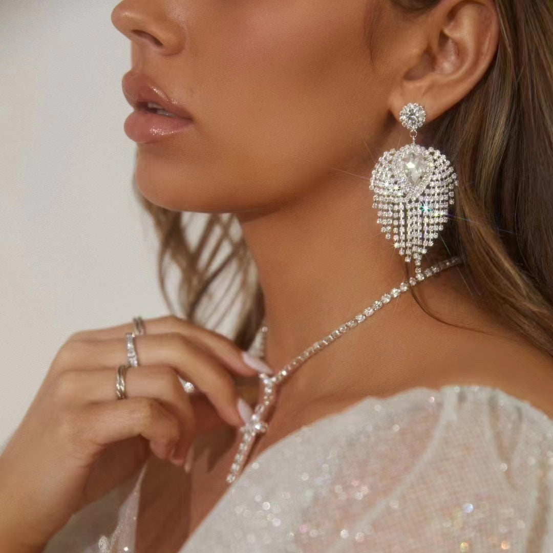 Rhinestone Tassel Earrings