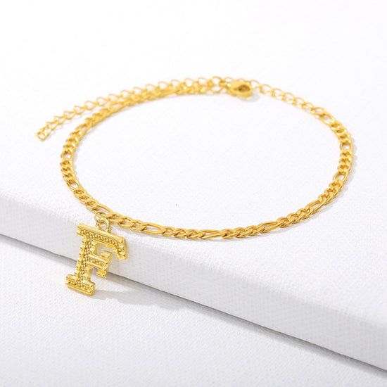 letter F initial anklet gold - Amyris London