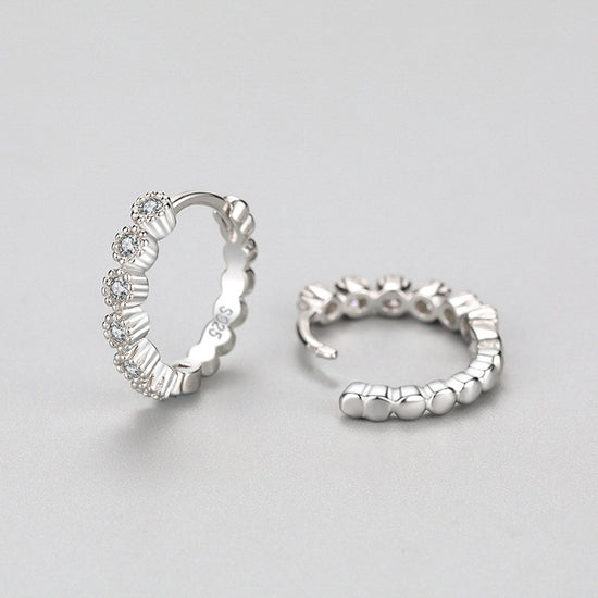 Sterling Silver Diamond Huggie Earrings