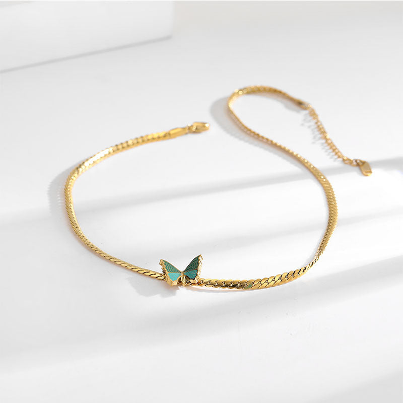 Butterfly Flat Snake Chain  Necklace