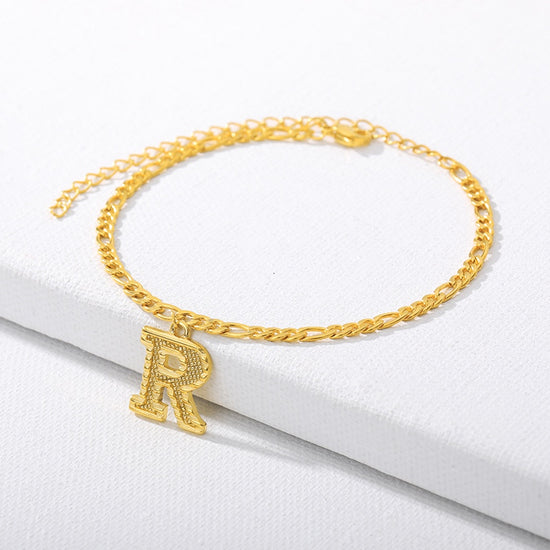 letter R initial anklet gold - Amyris London