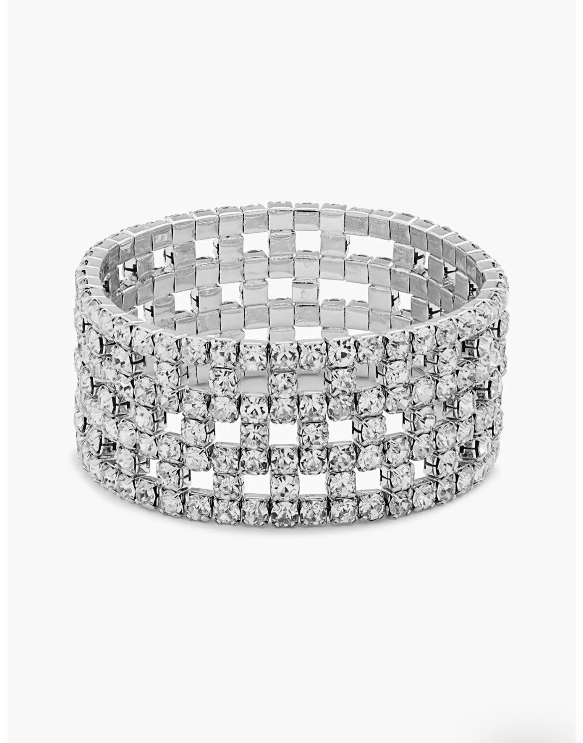 Silver Diamond Stretch Bangle Bracelet 