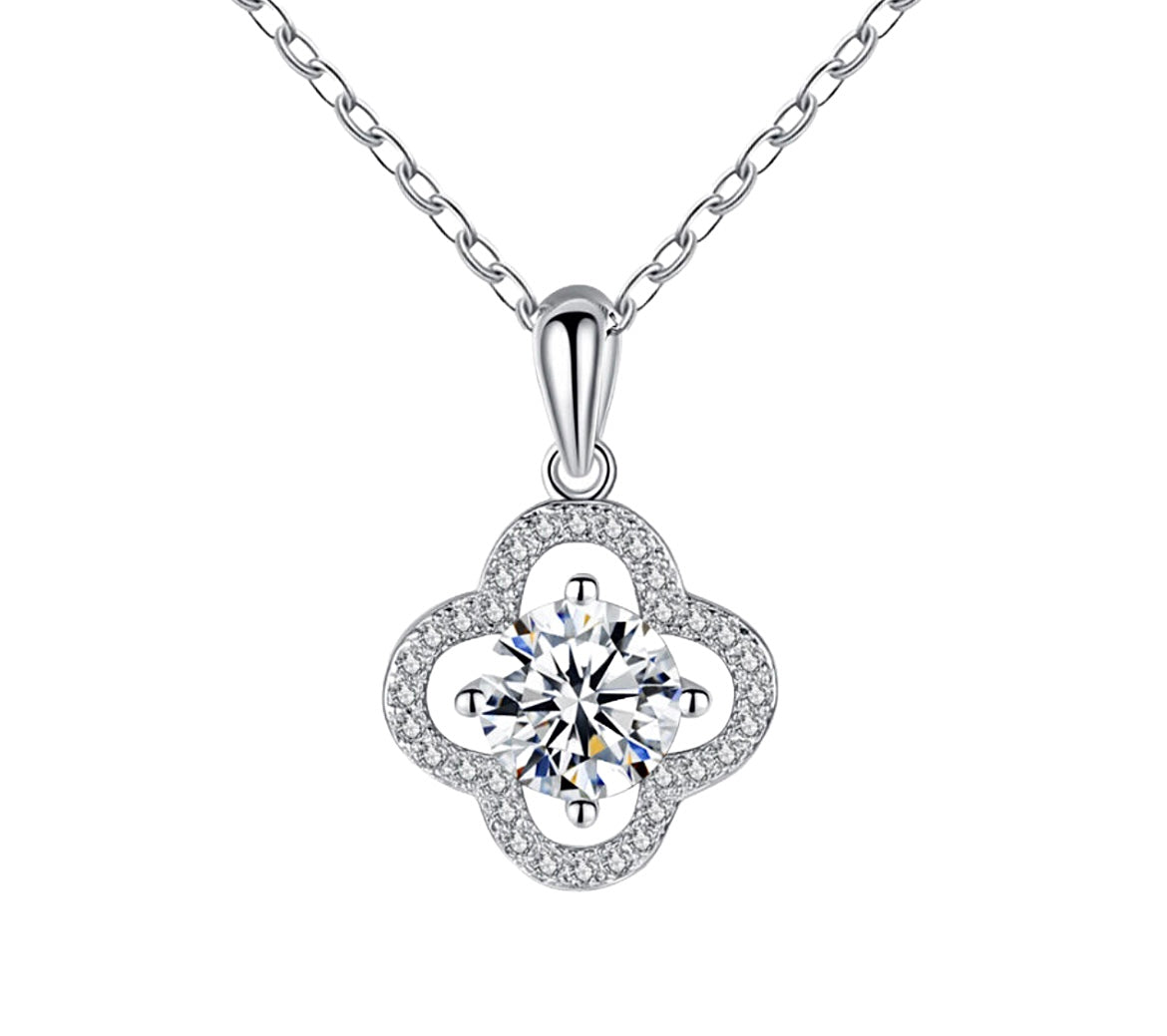 2.0 Carat Lab Grown Diamond Clover Sterling Silver Necklace - Amyris London