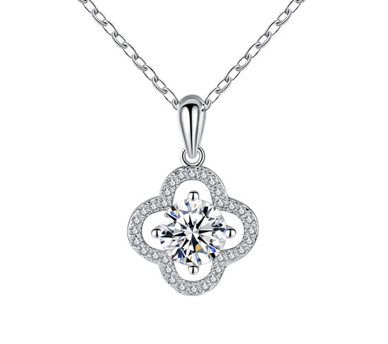 2.0 Carat Lab Grown Diamond Clover Sterling Silver Necklace - Amyris London