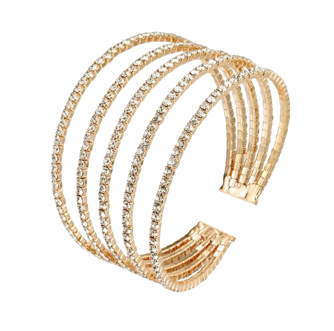 Multilayered Cuff Open Bangle Gold 