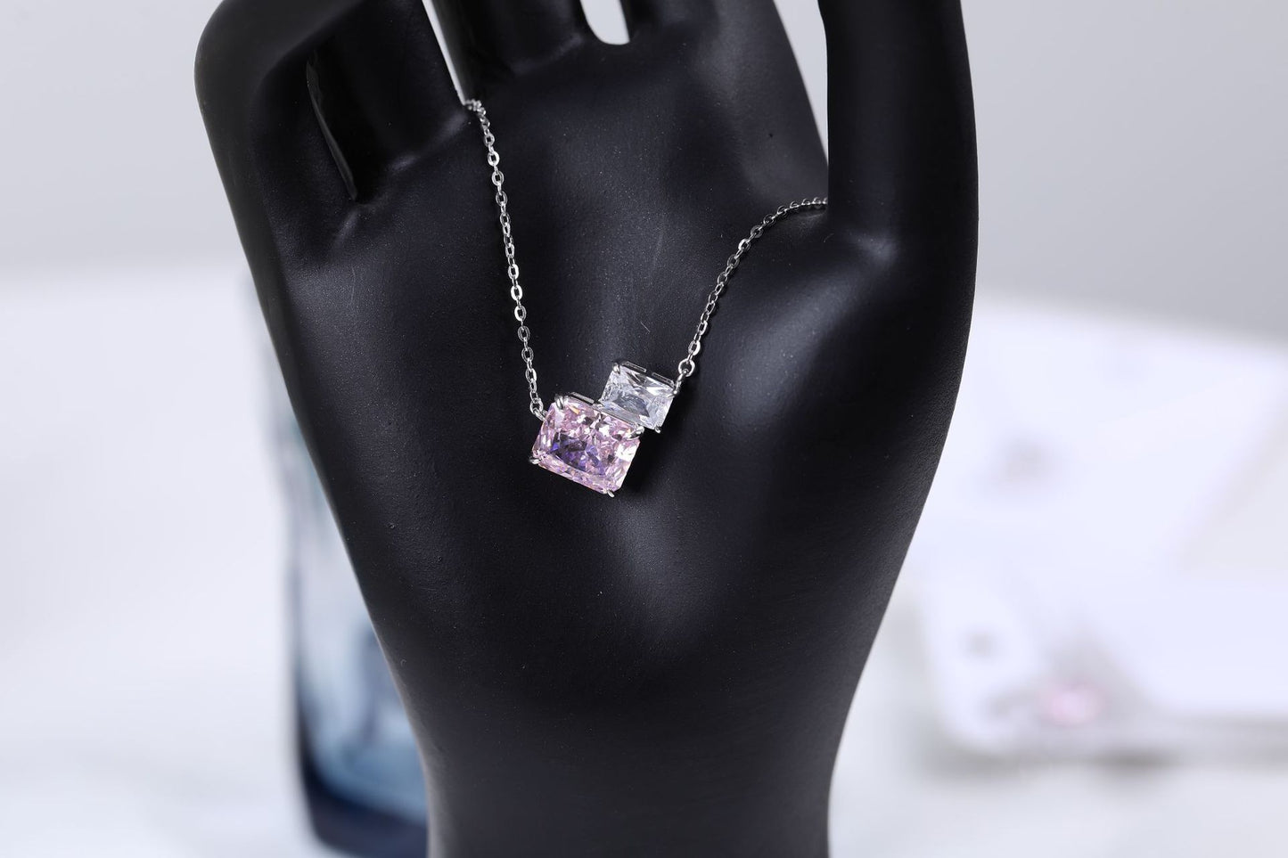 Sterling Silver Geometric Ice Cut Cube Necklace