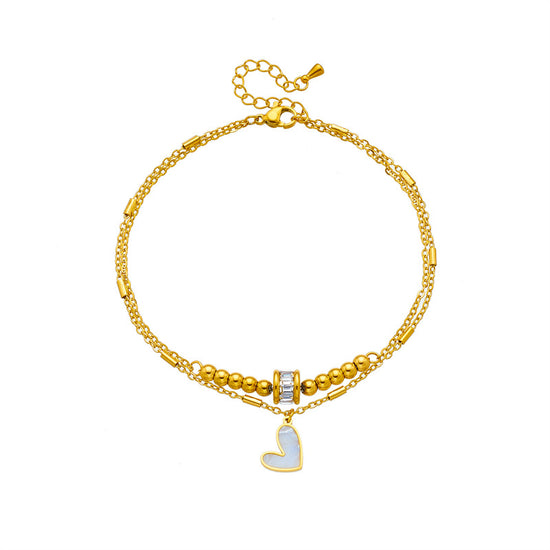 Love Heart Double Layer Chain Anklet