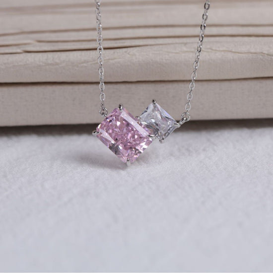 Sterling Silver Geometric Ice Cut Cube Necklace