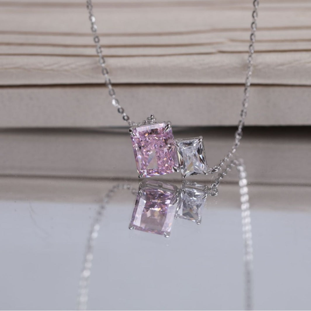 Sterling Silver Geometric Ice Cut Cube Necklace