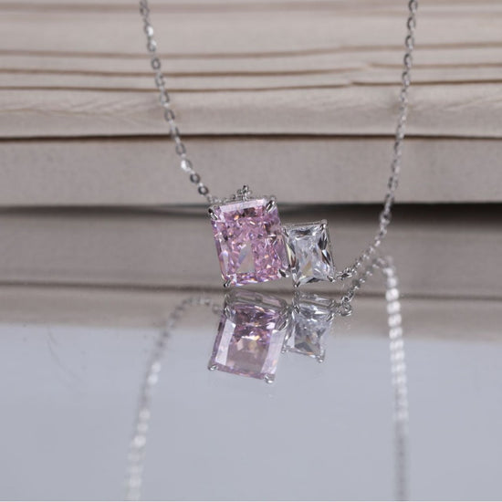 Sterling Silver Geometric Ice Cut Cube Necklace