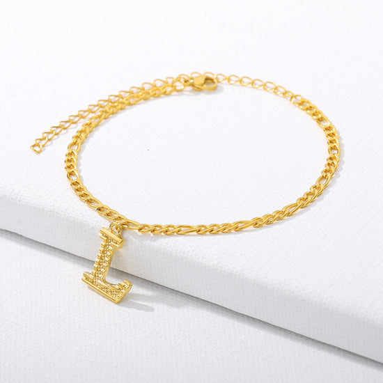 letter L initial anklet gold - Amyris London