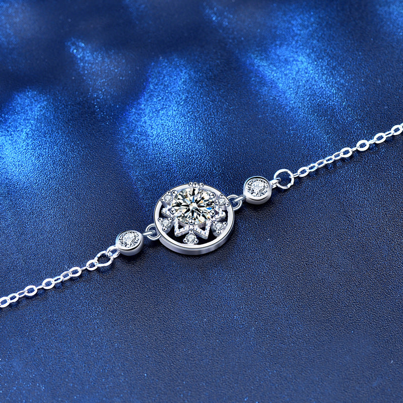 0.5 Carat Sterling Silver Flower Moissanite Bracelet