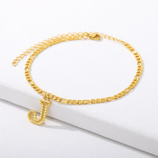 letter J initial anklet gold - Amyris London