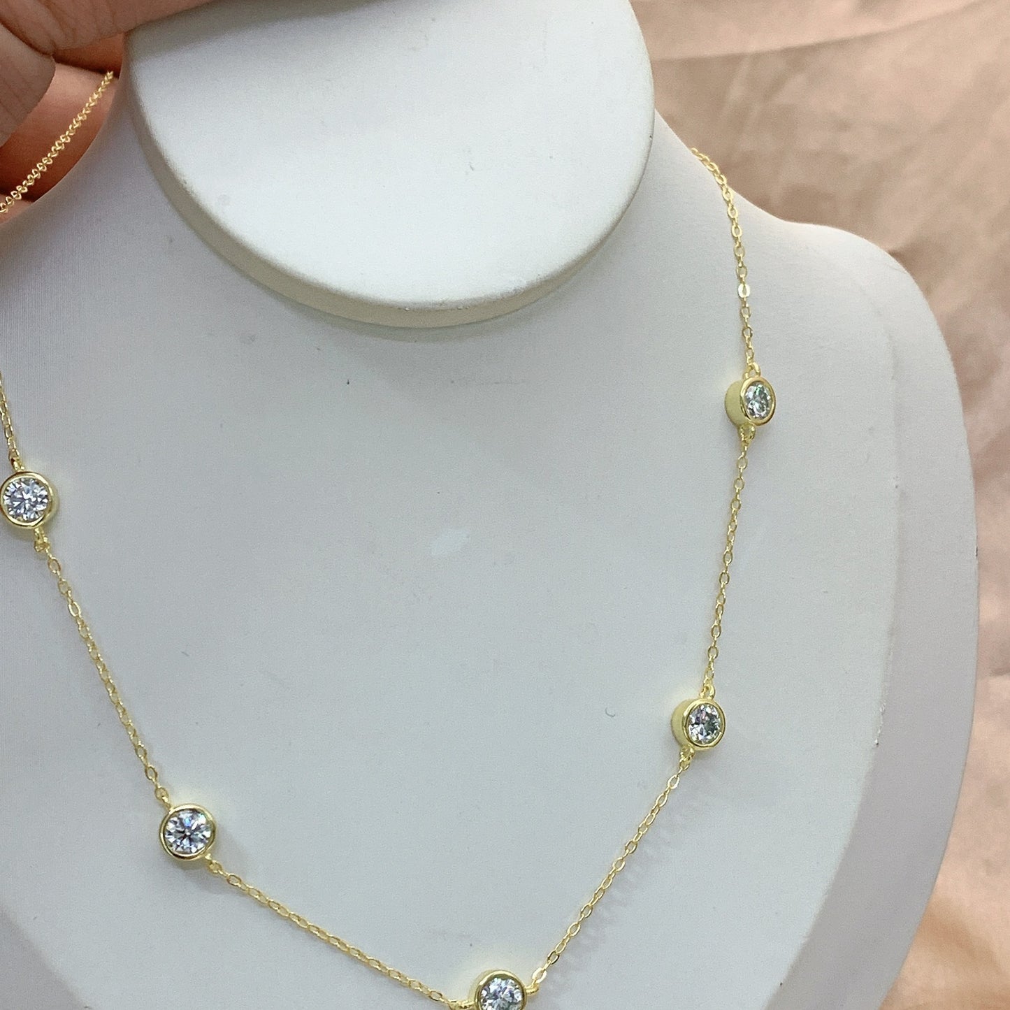 Sterling Silver Moissanite Starry Necklace Gold - Amyris London 