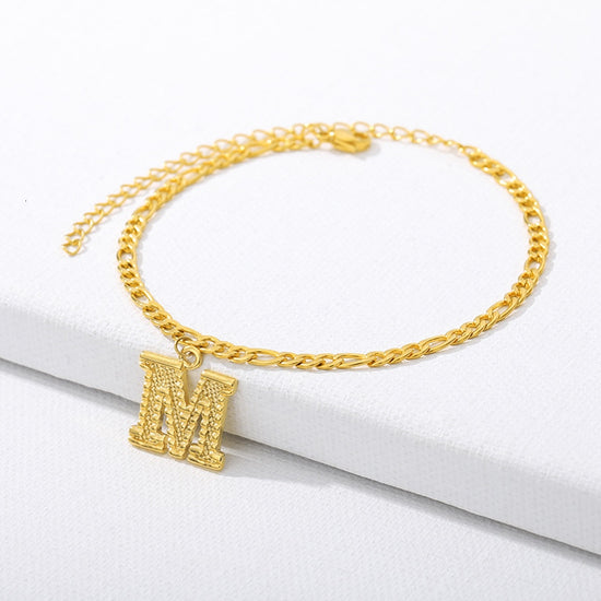 letter M initial anklet gold - Amyris London