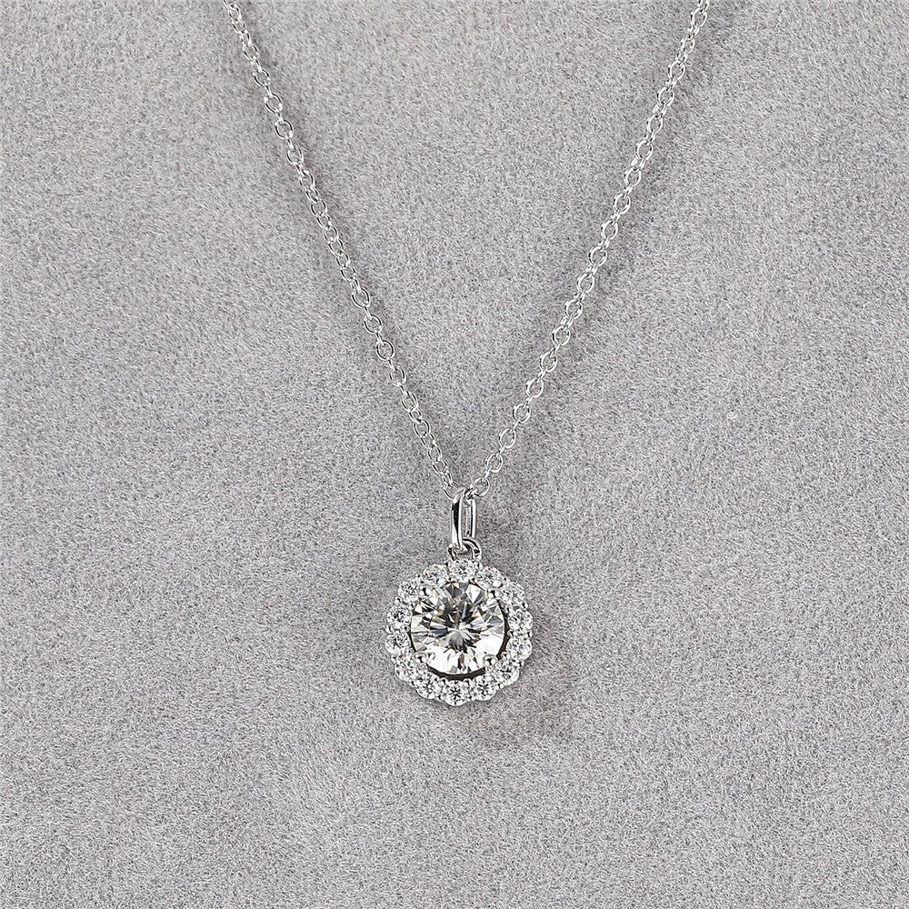 1.0 Carat Lab Grown Diamond Pendant Sterling Silver Necklace - Amyris London