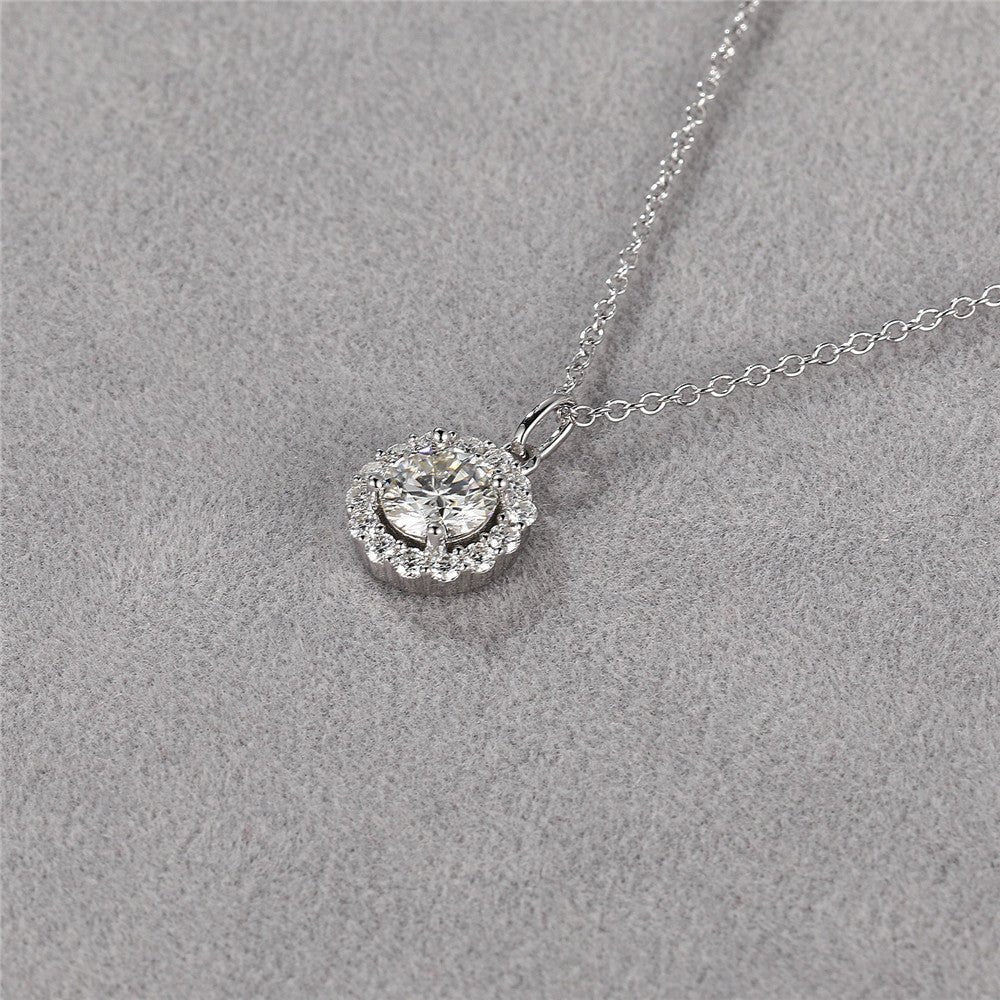 1.0 Carat Lab Grown Diamond Pendant Sterling Silver Necklace - Amyris London