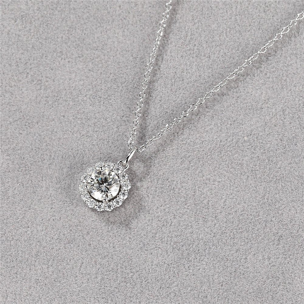 1.0 Carat Lab Grown Diamond Pendant Sterling Silver Necklace - Amyris London