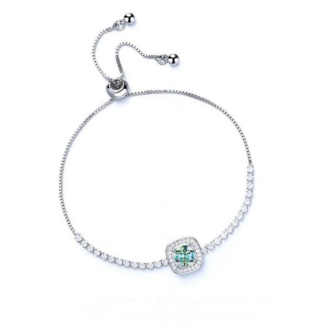 1.0 Carat Sterling Silver Lab Grown Diamond Bracelet Green - Amyris London